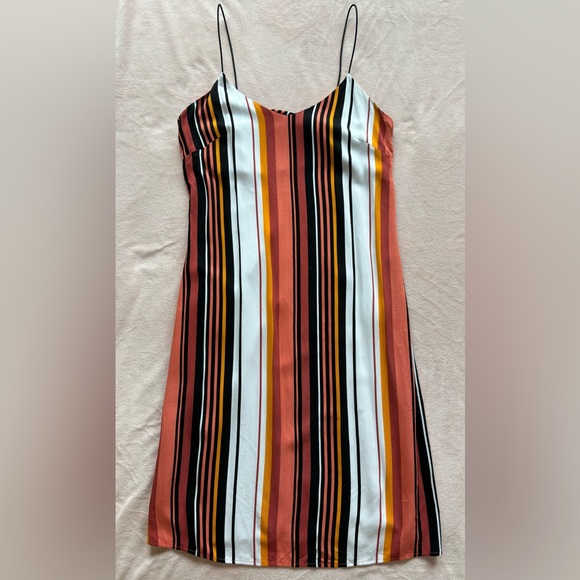 Volcom Midi Dress Orange Striped Spaghetti Straps Size S - Picture 3 of 12